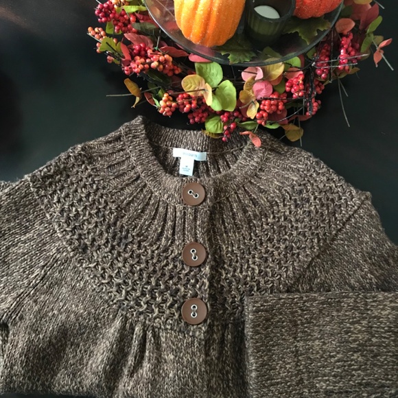 DRESSBARN, Brown Chunky Knit Sweater, 3/4 sleeves - Picture 6 of 8